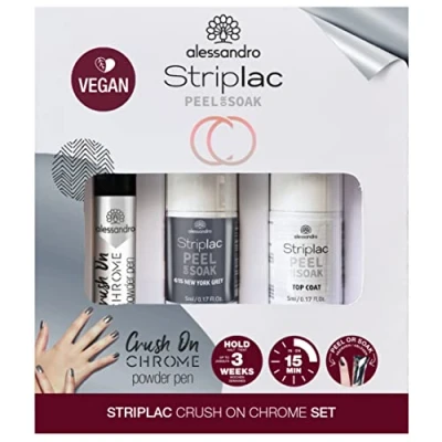 Obrázek alessandro Striplac Peel or Soak Silver Crush On Chrome Set perfektní nehty za 15 minut