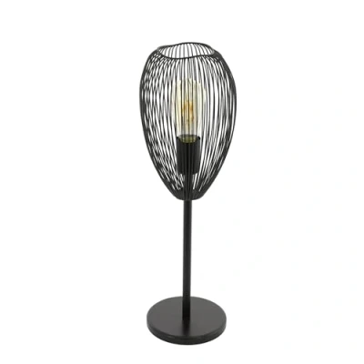 Obrázek EGLO stolní lampa Clevedon, 1 plamenná moderní lampa, na noční stolek z oceli, barva: černá, objímka: E27, vč. vypínače