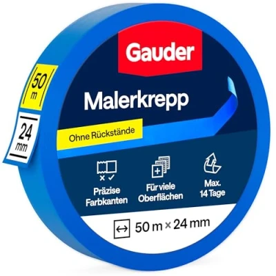 Obrázek GAUDER Malířská krepová páska (24 mm x 50 m) 1x pro malování a renovace lepicí malování, lakování, renovaci