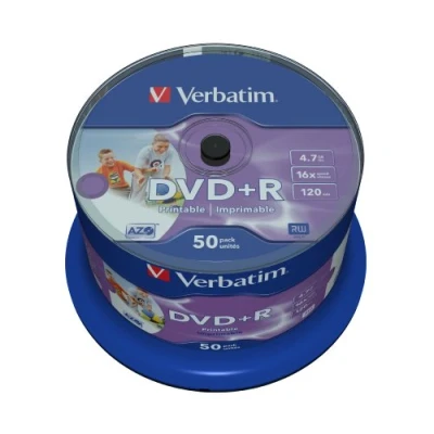 Obrázek Verbatim DVD + R 16 x Speed 4,7 GB printable 50. vřeteno Polotovary