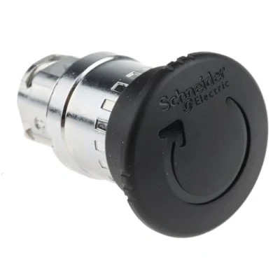 Obrázek Schneider Electric ZB4BS52 Pilzdrucktaster, Frontelement, Harmony XB4, Metall, 22mm, schwarz, Pilz 40mm, Drehentriegelung