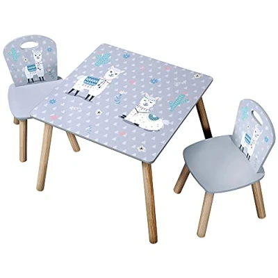 Obrázek Kesper Dětský stůl se 2 židlemi, materiál: Dřevovláknitá deska, rozměry: 55 x 45 cm, motiv: alpaka, barva: šedá 17702 13