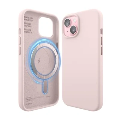 Obrázek elago Magnetické silikonové pouzdro kompatibilní s iPhone 15, příslušenstvím MagSafe, integrované magnety, prémiový silikon, ochranné na celé tělo [5vrstvá struktura] (ovely