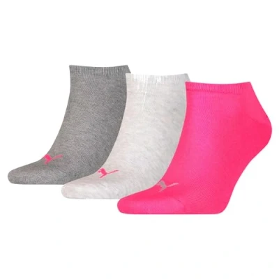 Obrázek PUMA Unisex ponožky do tenisek (balení 3 ks), středně šedá melanž / růžová