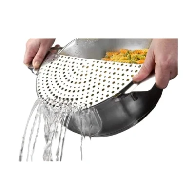 Obrázek Ibili Sítko pro hrnce 728100, odkapávací pomůcka na vaření, sítko, půlkruhový, z ušlechtilé oceli, průměr 26 cm