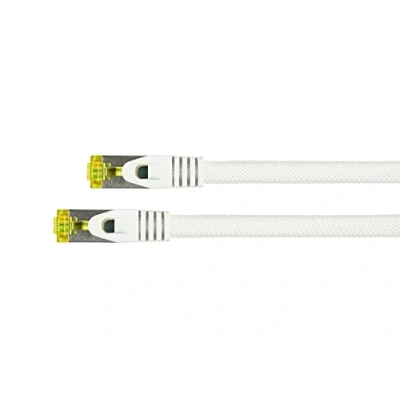 Obrázek PYTHON RJ45 Ethernet LAN patch kabel s kat. 7 surový kabel, ochranou rastru RNS a nylonovým pletivem, S/FTP, PiMF, bez halogenů, 500 MHz, OFC, 10 stupňových stran bílý, 1 m