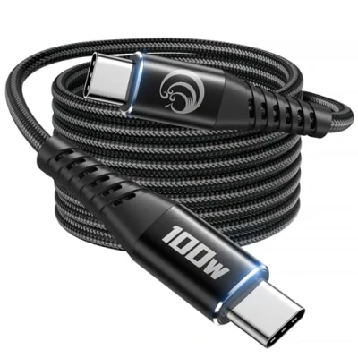 Obrázek USB C na kabel, 100W kabel [2M] PD 5A rychlonabíjecí dlouhý Nylon typ nabíjecí Pro iPhone 16 15 Max, Samsung S24 S23 S22, iPad Pro, MacBook Pro/Air,