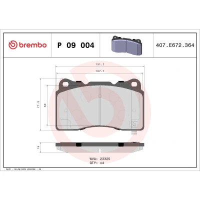 Obrázek Brembo P09004 přední brzdové destičky, počet 4