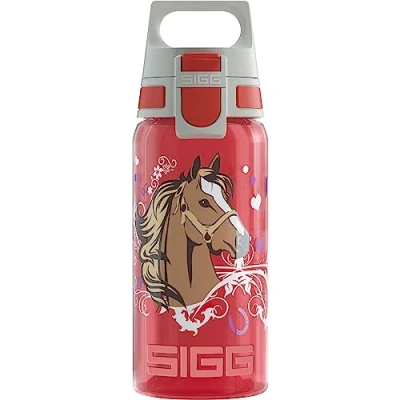 Obrázek SIGG Dětská láhev na pití Viva One Horses vhodná pro sycené nápoje zabezpečená proti vytečení do myčky nádobí bez BPA Sport červená 0,5 l
