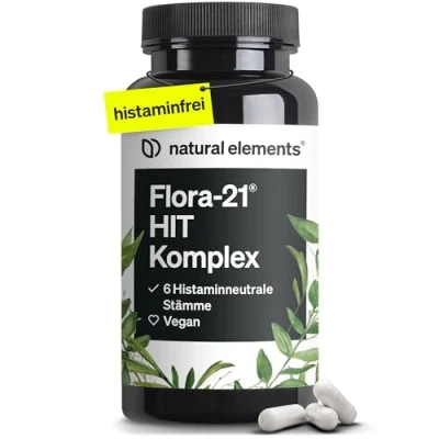 Obrázek Komplex kultur Flora 21® HIT 6 kmenů bakterií, laktobacily a bifidobakterií 60 kapslí odolných žaludečním šťávám laboratorně testováno, veganské, vysoké dávky vyrobeno v Německu