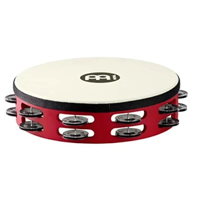 Obrázek Meinl Percussion Tradiční Headed Tambourine se syntetickou kožešinou průměr 10 palců Siam dub / ocel, červená černá (TAH2BK R TF)