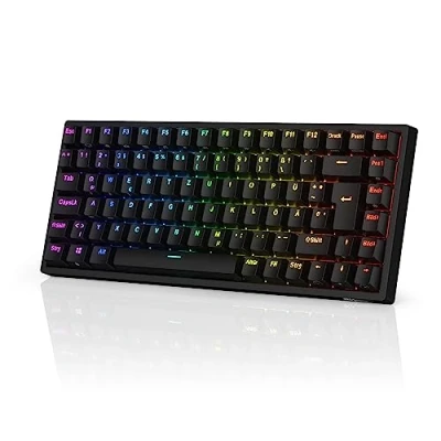 Obrázek RK ROYAL KLUDGE RK84 DE 75% herní klávesnice, 85 tlačítek TKL, Bluetooth mechanická, červený spínač, RGB podsvícení, 2,4 GHz pro Mac a Windows, černá