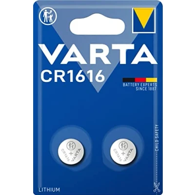 Obrázek VARTA Knoflíkové baterie CR1616, 2 kusy, Lithium Coin, 3 V, bezpečné balení pro malé elektronické přístroje klíče od auta, dálkové ovládání, váhy