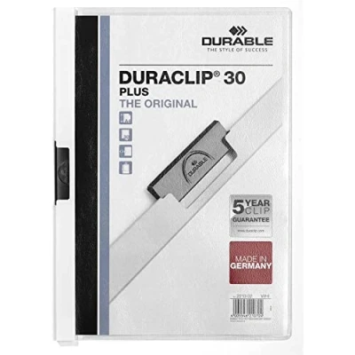 Obrázek Durable Svorková složka Duraclip 30 Plus, tvrdá fólie, až listů A4, bílá, 221302