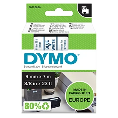 Obrázek Dymo S0720770 D1 etikety (samolepicí, pro tiskárnu LabelManager, role 6 mm x 7 m), černá na průhledné.