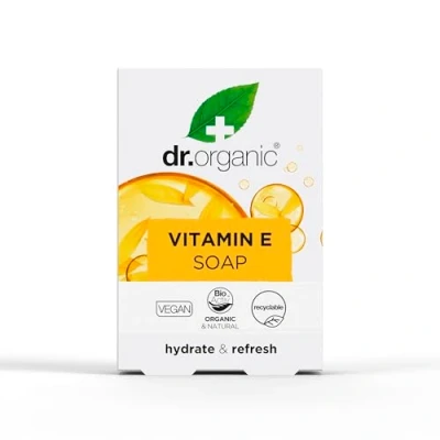 Obrázek Mýdlo Dr. Organic Vitamin E, hydratační, všechny typy pleti, pánské, dámské, přírodní, veganské, bez pokusů na zvířatech, parabenů a SLS, biologické, 100 g