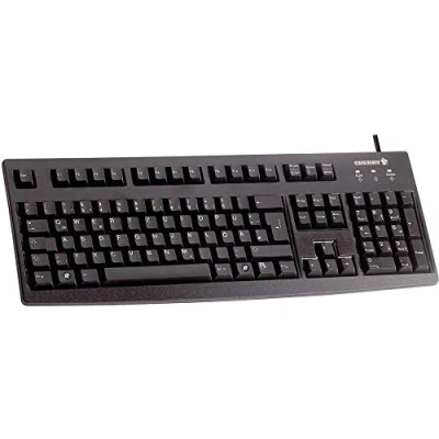 Obrázek CHERRY G83 6105, kabelová klávesnice pro průmyslové aplikace, německé rozložení (QWERTZ), tlačítka proti otěru, snadno se čistí, recyklovatelná, černá