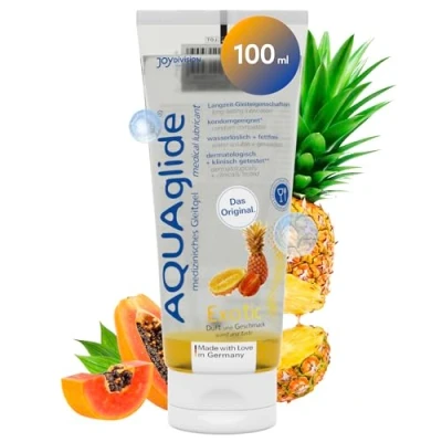 Obrázek Joydivision AQUAglide EXOTIC Gleitgel 100ml, Duft, vegan, ölfreies Gleitmittel auf Wasserbasis &amp; kompatibel mit Latex Kondomen
