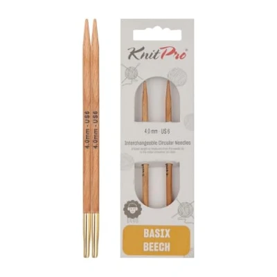 Obrázek KnitPro KP35655 Basix Birch: Knitting Pins: Circular: Interchangeable: Special: 8.5cm x 4.00mm, Birkenholz, Braun, 4mm
