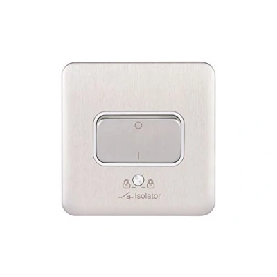 Obrázek Schneider Electric Lisse Screwless Deco samostatný odpojovač ventilátoru, 3pólový, 10 AX, ušlechtilá ocel s bílou vložkou, GGBL1013WSS