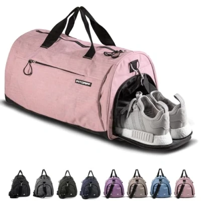 Obrázek Fitgriff® sportovní taška &amp; cestovní pro dámy a pány s přihrádkou na boty mokrá sport, fitness cestování tréninková taška, Gym Bag, Tmavorůžová, 58 x 31 cm (M),