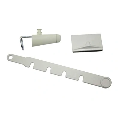 Obrázek GARDINIA Zarážka pro výklopná okna, s upínacím držákem, třmenem a základní deskou, montáž k nalepení bez vrtání, plast, bílá, 10 x 4 1 cm