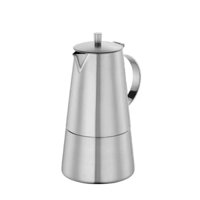 Obrázek Kávovar na espresso od Cilio, ušlechtilá ocel, vhodný pro všechny typy sporáků, Ø 9,5 cm, do myčky, konvice moka, 6 šálků, kempinkový vařič kávu