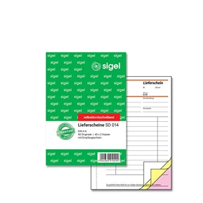 Obrázek SIGEL SD014 dodací listy A6, 3 x 40 listů, propisující, 1 kus, z udržitelného papíru