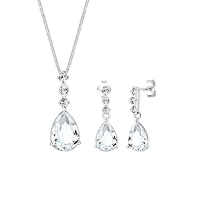 Obrázek Elli Prémiová sada šperků Kapkové krystaly Swarovski® 925 sterlingové stříbro, Mincovní Křišťál