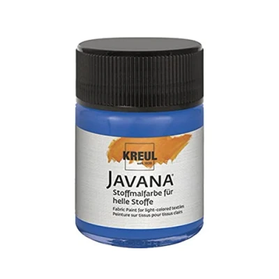 Obrázek KREUL 91907 Javana barva na textil světlé látky, 50 ml sklo v královské modré, hebká bázi vody s krémovým charakterem, pronikne hluboko do vláken, lze prát po fixaci