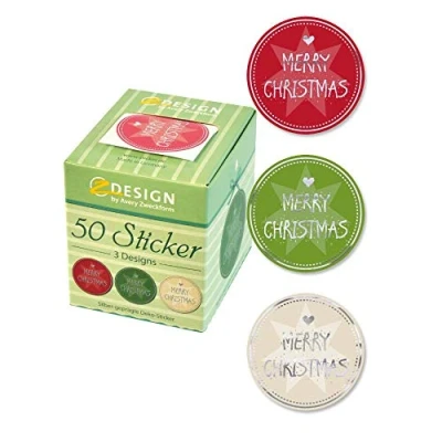 Obrázek AVERY Zweckform Zboží 56828 Vánoční nálepky (vánoční nálepky, papírové se stříbrnou ražbou 38 mm v dávkovači, Merry Christmas, Blahopřání, dárek, nálepka na roli) 50 kusů