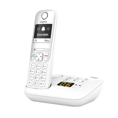 Obrázek Gigaset AS690A bezdrátový telefon se záznamníkem DECT s funkcí hands free, velký displej, velká tlačítka pevná linka, bílá