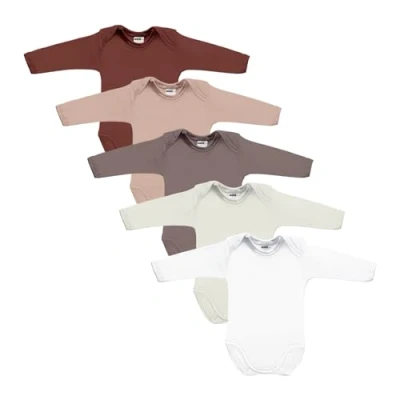 Obrázek MEA BABY Unisex body pro miminka s dlouhým rukávem ze 100% bavlny v balení po 5 kusech, dětské potiskem, dívky, chlapce, dívky 3