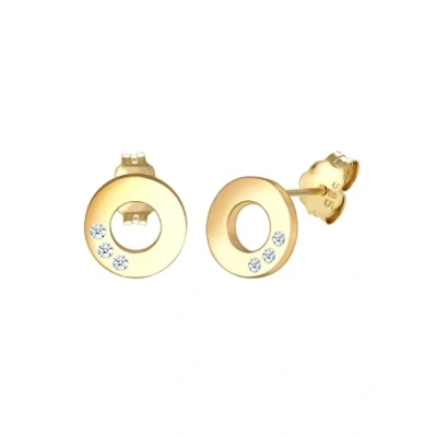Obrázek Elli DIAMONDS náušnice dámské kruhové Geo Elegant s diamantem (0,03 ct.) ze žlutého zlata 585, Žluté zlato, Diamant