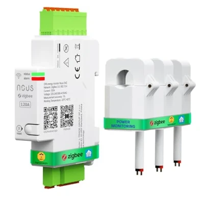 Obrázek NOUS ZigBee Smart DIN elektroměr 120 A, monitor spotřeby energie, kompatibilní s Alexa a Google Home, montáž na lištu, monitorování v reálném čase