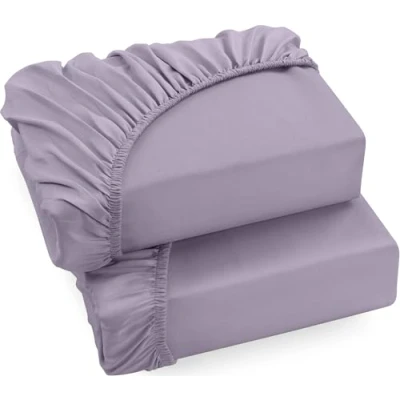 Obrázek Utopia Bedding Sada 2 ks napínacích prostěradel 140 x 200 cm levandule kartáčované napínací prostěradlo z mikrovlákna hloubka 35 kapsa