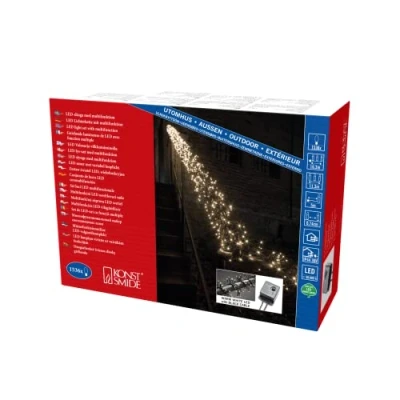 Obrázek Konstsmide 3865 100 Micro LED klastrový lehký řetězec &quot;Cluster&quot; / pro venkovní (IP44) testováno VDE 36V transformátor s 8 funkcemi, řídicí jednotkou a funkcí paměti 1536 teplých bílých diod černý kabel