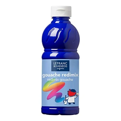 Obrázek Lefranc Bourgeois 188009 tekutá barva Tempera Redimix barva, zářivá kvaš na vodní bázi, vysoká krycí síla, vynikající malířské vlastnosti, připravená k použití, láhev 500 ml ultramarin