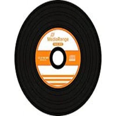 Obrázek MediaRange Vinyl CD R 700MB80 min 52násobná rychlost zápisu, černá strana pro psaní, box na 50 ks