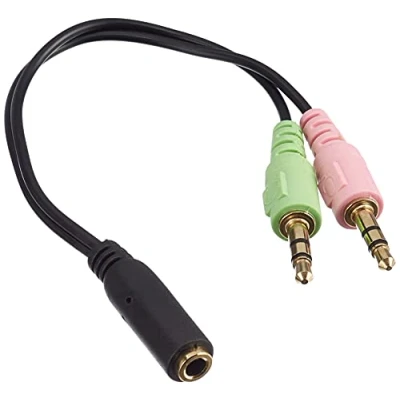 Obrázek adpatare 14021 Adapter Kabel Mobiltelefon/Smartphone Headset 4 polig TRRS Klinke an PC /Notebook Anschluss 2 Separate Stecker