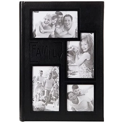 Obrázek Pioneer Collage Rahmen geprägt Family genäht Kunstleder Cover 300 Pocket Photo Album, schwarz