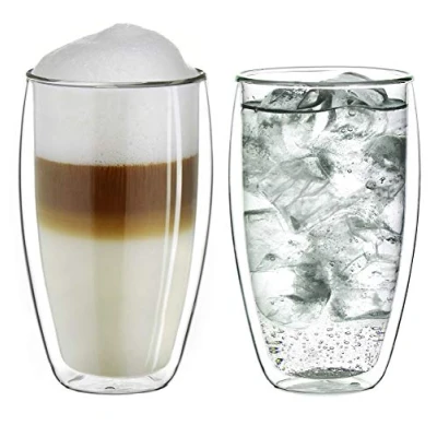 Obrázek Creano dvoustěnná termosklenice 250 ml &quot;DG SH&quot;, sklenice vhodná i pro malé ruce, dvoustěnné šálky na cappuccino, káva, čaj, skleničky latte 2dílná sada