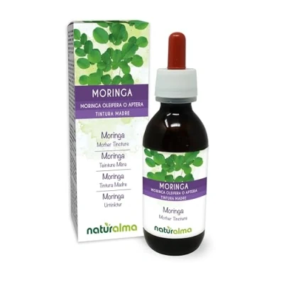 Obrázek Moringa (Moringa oleifera nebo aptera) listy tinktura bez alkoholu Naturalma tekutý extrakt kapky 120 ml doplněk stravy Veganský