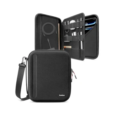 Obrázek tomtoc Portfolio taška přes rameno pro 13 palců iPad M4 2024 OLED, Air M2 2024, 12,9 6/5 M2&amp;M1, Sleeve tvrdé pouzdro Magic/Smart Keyboard/adaptér/kabel/USB