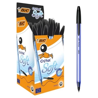 Obrázek BIC Kuličkové pero Cristal Soft se středním hrotem černé, balení 50 ks