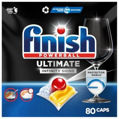 Obrázek Finish tablety do myčky nádobí Ultimate Infinity Shine Citrus pro dokonalé čištění, sílu rozpouštět tuky a lesk s ochrannou vrstvou úsporné balení 80 tabletami