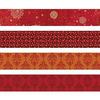 Obrázek Heyda 204875523 sada skládacích proužků pro Frobelovy hvězdy 1 x 30 cm &amp; 1, 5 45 cm, 4 motivy tříděné ve dvou různých velikostech, červený vzor