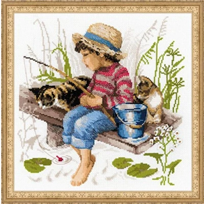 Obrázek Riolis Kreuzstich Set Let &#039;s Go Fishing Bild für die Home, Mehrfarbig