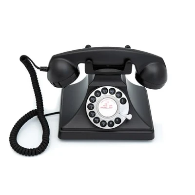 Obrázek GPO 200 klasický retro telefon s číselníkem 50. let design černý