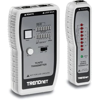 Obrázek TRENDnet TC NT2 tester síťového kabelu, testuje ethernetové, USB a BNC kabely, přesné konfigurace pinů pro délky kabelů až 300 metrů (984 ft)